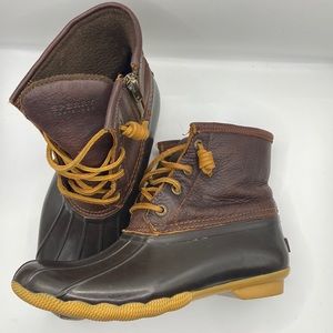Sperry Top-Sider Sweetwater Brown Tan Leather Duck Boots Black Waterproof